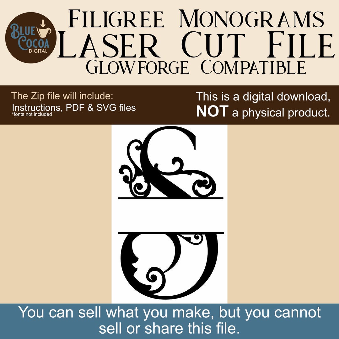 Filigree Monogram | Letter S | Vector File | Glowforge Compatible - Etsy