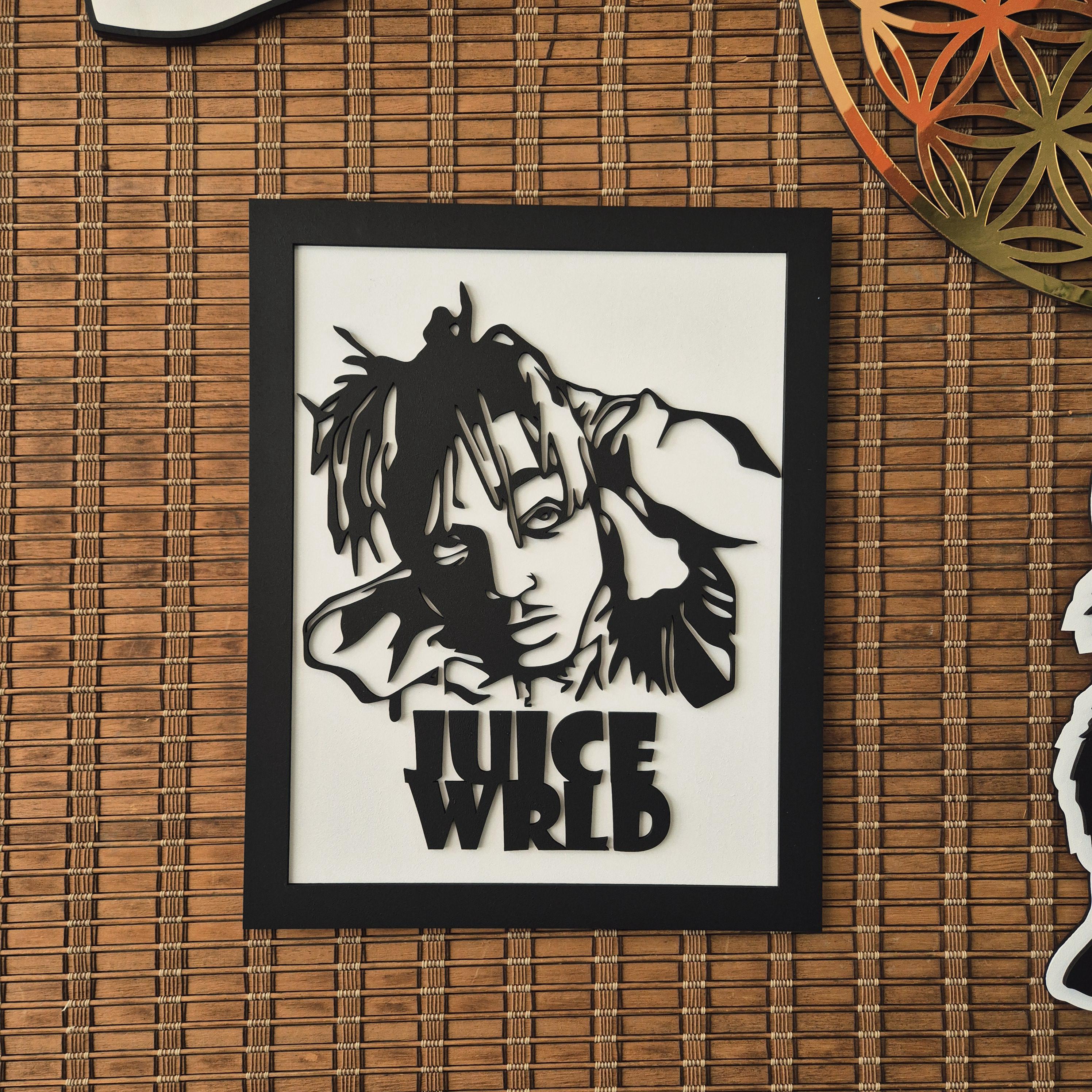 Juice WRLD Wooden Wall Art: Hand-Painted Hip-Hop Tribute