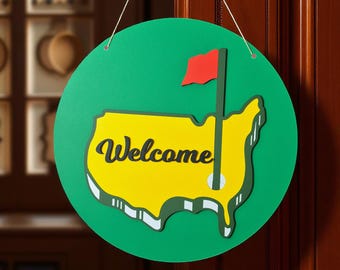 Masters Welcome Golf Sign: Rustic Man Cave Decor