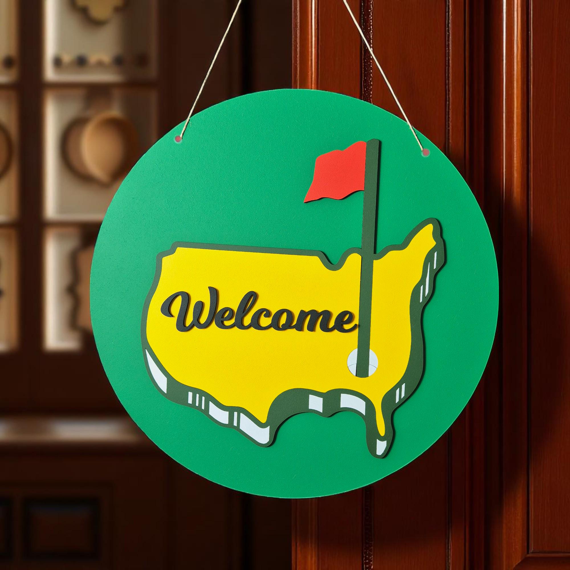 Masters Welcome Golf Sign: Rustic Man Cave Decor