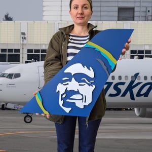 Alaska Airlines Tail Wall Art - Vintage Wooden Airplane Sign - Aviation Gift - Pilot Decor - Airlines Wooden Tail Wall Art.
