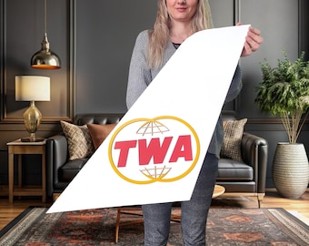 TWA Airlines Tail Art | Wooden Vintage Airplane Wall Decor | Retro Aviation Sign | Pilot Gift | Airline Office or Travel Decor