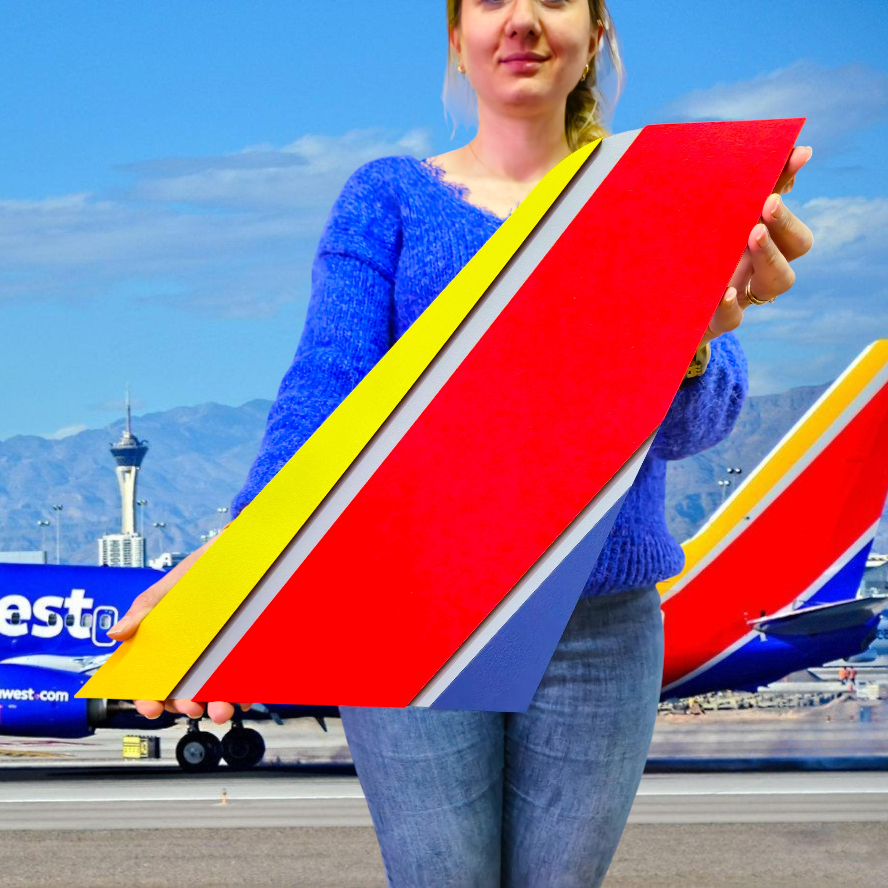 Southwest Airlines Tail Art: Hand-Painted Wooden Aviation Sign