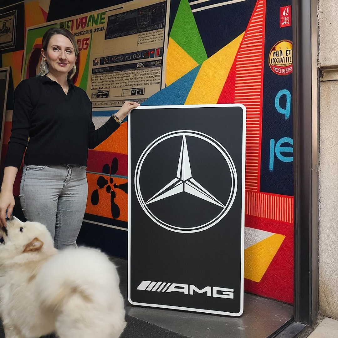 Mercedes AMG Wood Wall Art: Handmade Car Logo, Garage Decor - Etsy