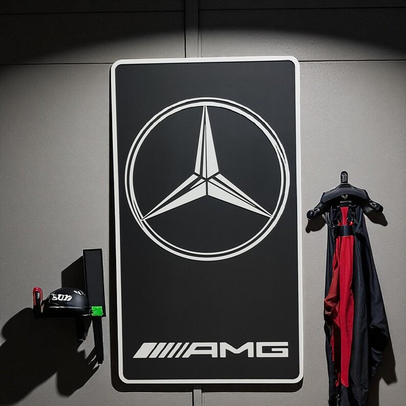 Mercedes AMG Wood Wall Art: Handmade Car Logo, Garage Decor - Etsy