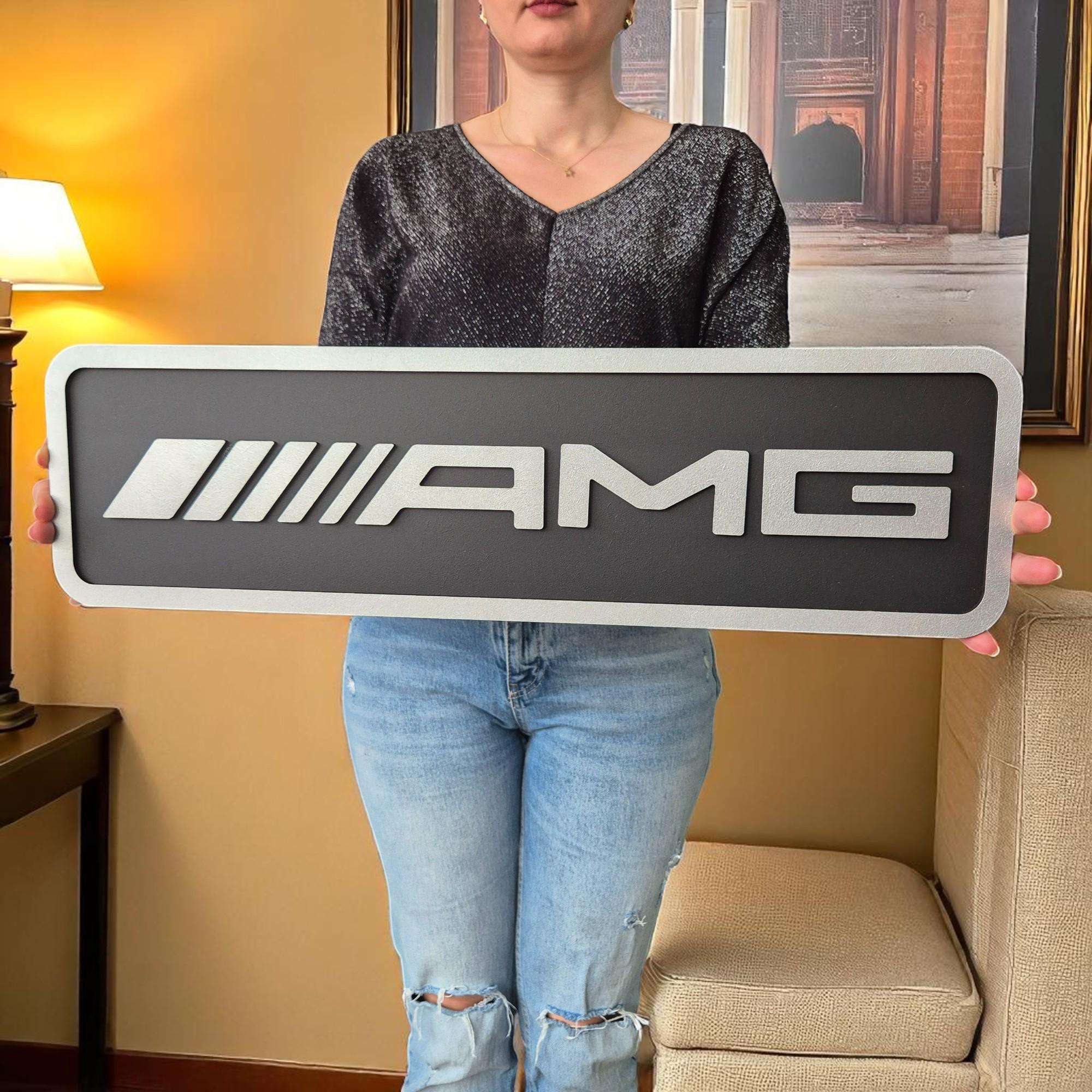 Handmade Mercedes AMG Wood Wall Art: Luxury Garage Decor