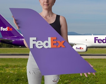 FedEx Wooden Tail Art | Vintage Airplane Wall Decor | Express Cargo Sign | Aviation Gift | Logistics Office Decor