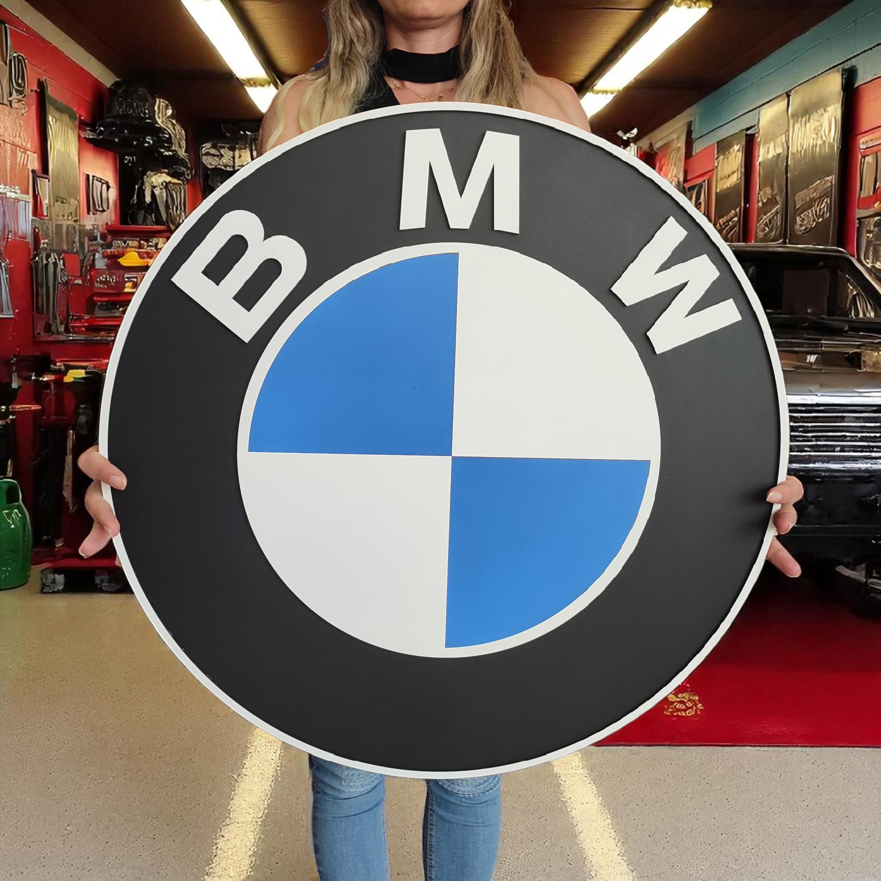 BMW Wood Logo Sign: Vintage Car Emblem, Garage Decor