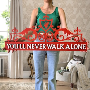 You&#39;ll Never Walk Alone Wooden Wall Art | Inspirational Quote Sign | Motivational Home or Office Decor | Gift for Football Fans.