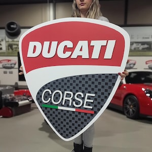 Ducati Corse Wooden Wall Art | Racing Motorcycle Logo Sign | Garage or Man Cave Decor | Biker Gift | MotoGP Wall Hanging