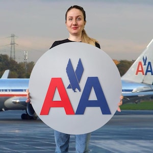Wooden American Airlines Livery Wall Art | Aviation Wall Decor | Airline Tail Fin Sign | Pilot Gift | Plane Enthusiast Room Decoration