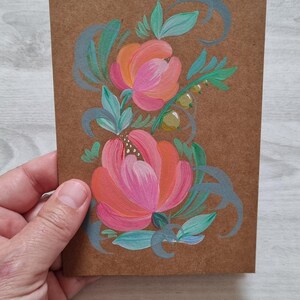 Cartão de felicitações floral pintado à mão – Arte original em branco – Flores silvestres em acrílico – Cartão exclusivo de aniversário ou agradecimento