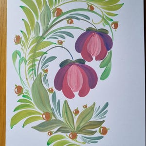 Handgemalte florale Grußkarte, Geburtstagskarte, Blumen, original Acryl handgemalt