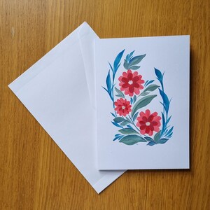 Biglietto d'auguri floreale dipinto a mano, biglietto di compleanno, fiori, acrilico originale dipinto a mano