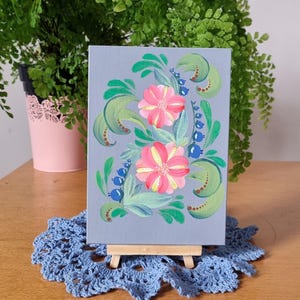 Original Floral Mini Painting on Canvas 10x15 cm, Small Wall Art, Hand-Painted Acrylic Artwork, Unique Gift, Botanical Decor