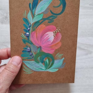 Handgeschilderde bloemenwenskaart – blanco originele kunst – wilde bloemen in acryl – unieke verjaardags- of bedankkaart