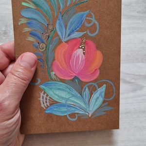 Cartão de felicitações floral pintado à mão – Arte original em branco – Flores silvestres em acrílico – Cartão exclusivo de aniversário ou agradecimento