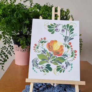 Original Floral Mini Painting on Canvas 20x15 cm, Small Wall Art, Hand-Painted Acrylic Artwork, Unique Gift, Botanical Decor