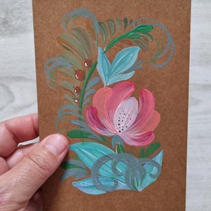 Hand-Painted Floral Greeting Card – Blank Original Art – Wildflowers in Acrylic – Unique Birthday or Thank You Card