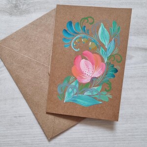 Handgeschilderde bloemenwenskaart – blanco originele kunst – wilde bloemen in acryl – unieke verjaardags- of bedankkaart