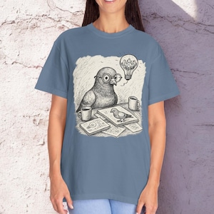 Be Coo Pigeon T-shirt, Comfort Colors, Sketch Style Tee Doodle Tshirt Pigeon Tee Gift for Her Trendy Shirts