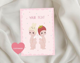 Sonny Angel Birthday Card, Customizable Text, Electronic Card