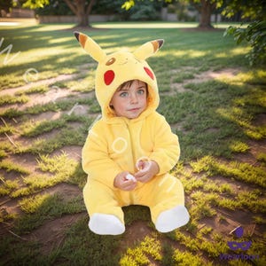Geel kostuum met rits en capuchon voor baby - zachte pluche op tekenfilm geïnspireerde romper voor peuters, pyjama voor baby's en dieren voor Halloween en aankleden