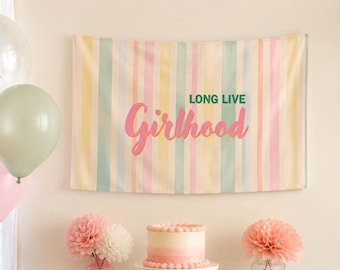 Long Live Girlhood Fabric Banner, Pastel Birthday and Girls Bedroom Wall Decor