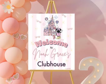 Minnie Mouse Twodles Welcome Sign: Pink Clubhouse 2nd Birthday (Digital Download)
