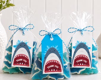Shark Thank You Tags Editable Canva Template, Printable Favor Tags
