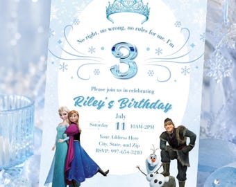 Frozen 3rd Birthday Invitation Girl, No Rules for me I'm Three