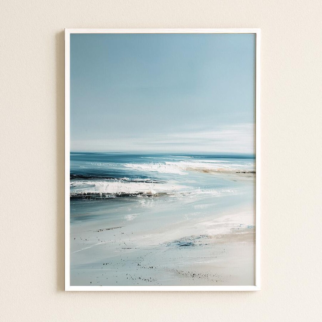 Serene Seascape Art Print: Abstract Minimalist Coastal Wall Decor for ...