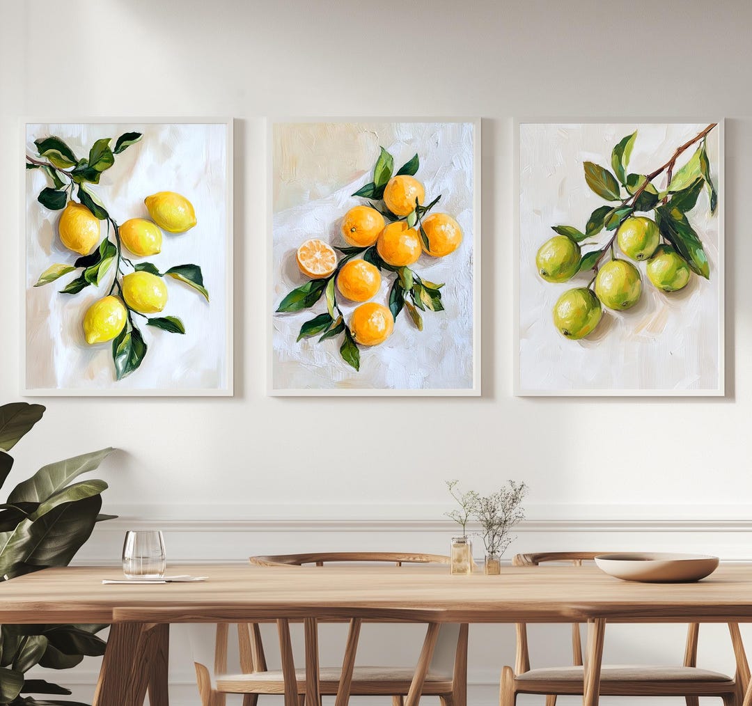 add a touch of nature to your kitchen with citrus... Vibrant Citrus Botanical Prints: Modern Kitchen Wall Art Decor Set for ...