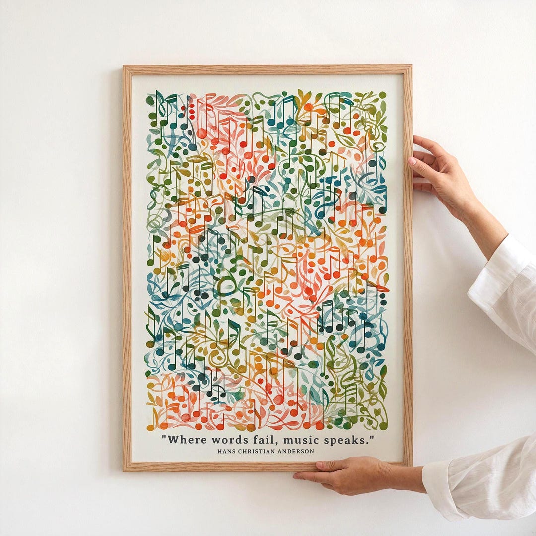 Elegant Musical Notation Art Print: Composer's Wall Decor for Studio ...