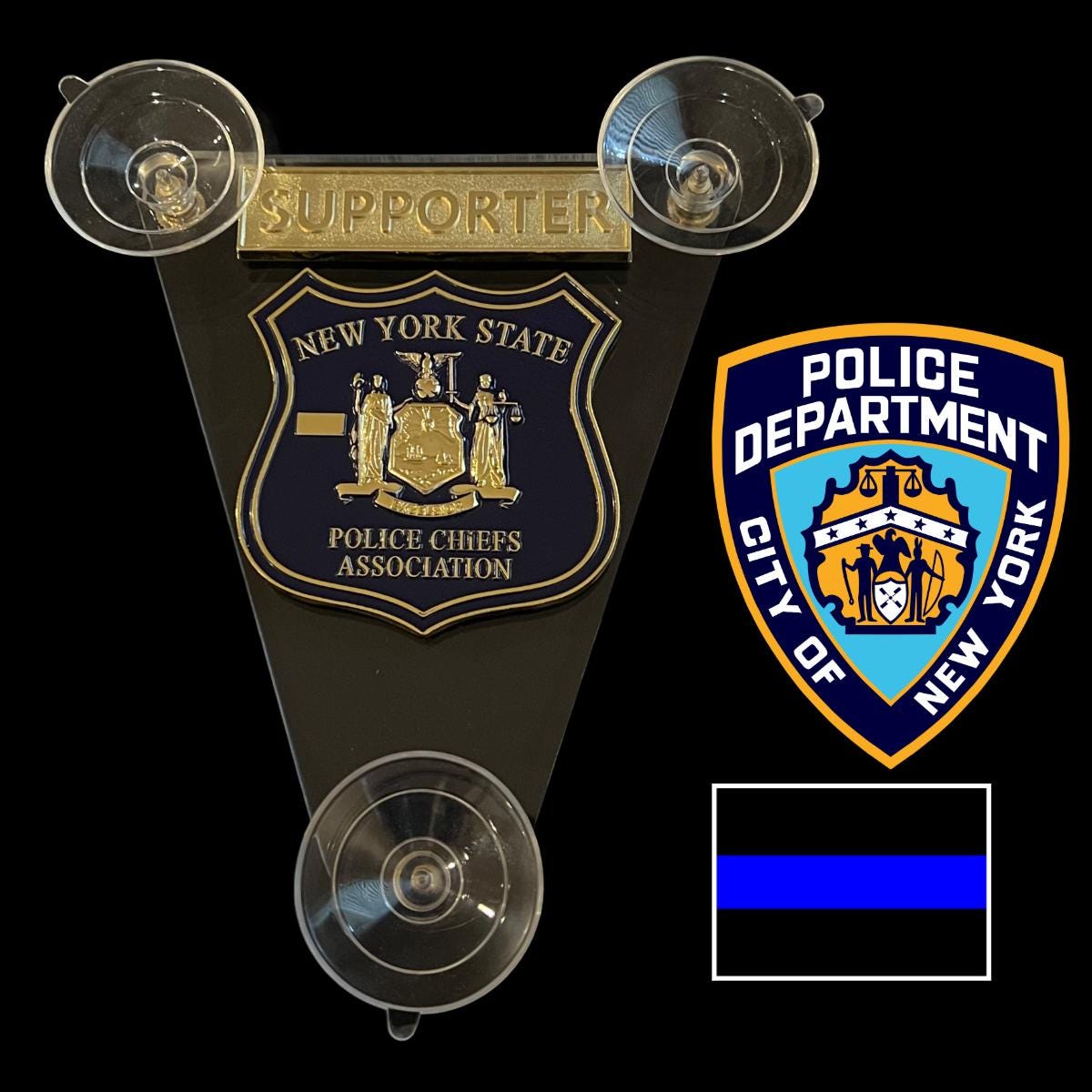 New York NY State Police PBA SUPPORTER Gold Car Window Shield