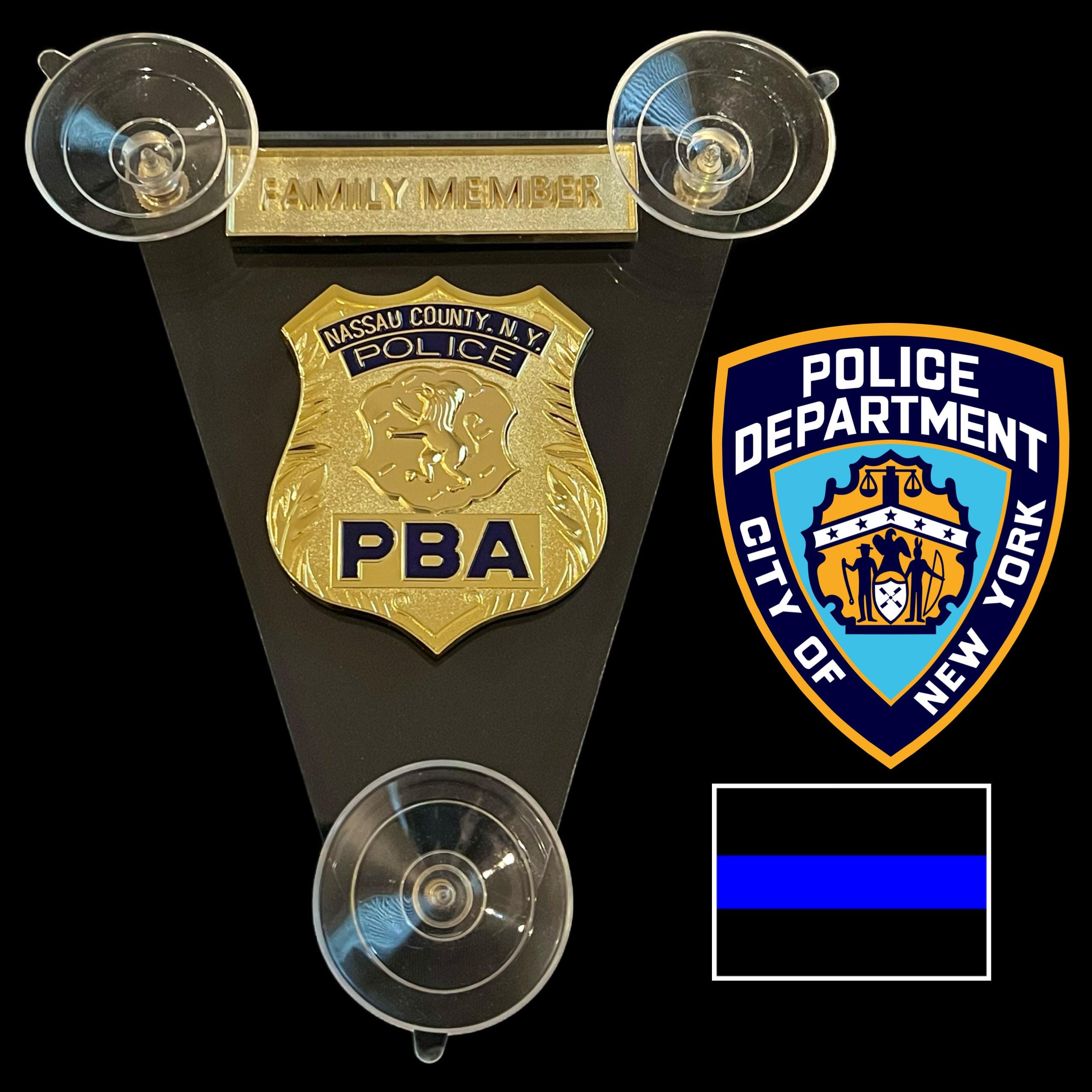 Nassau County NY New York Police PBA Family Member Gold Car Window