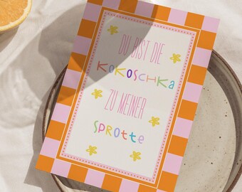 Postkarte "Du bist die Kokoschka zu meiner Sprotte", Grußkarte Freunde, Geburtstagsgeschenk, Die wilden Hühner, minimalistische Illustration