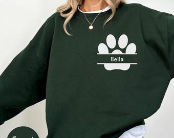 Custom Pet Shirt, Pet Paw + Name, Custom Dog Paw Shirt, Personalized Paw Sweatshirt, Custom Dog T Shirts for Humans, Custom Cat Sweater