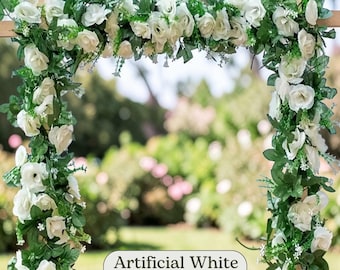 1Pcs 2.2M Artificial White Flower, Fake Hanging Decor, Fake Vine Plants Leaves, Artificial Garland, Flowers Wedding Decoration, Home Decor