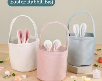 Velvet Bunny Bag, Easter Treat Bag, Rabbit Ear Gift Pouch, Cute Candy Holder, Spring Party Favor, Wedding Birthday Decor, Easter Basket Gift