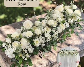 100cm Luxury White Rose, Artificial Flower Row, Wedding Table Centerpiece, Flowers Backdrop, Wall Arch Decor, Party Stage Floral, Gitfs