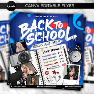 Back To School Flyer, Back To School Bookings Flyer, Back To School Sale Flyer, Back To School Hair Flyer, Back 2 School Flyer, DIY Canva