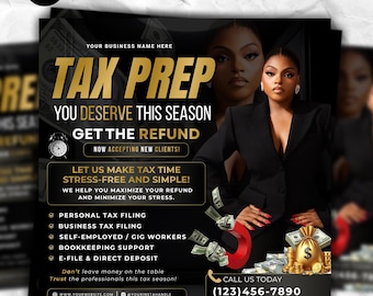 Tax Prep Service Flyer Template, Editable Canva Design (Digital Download)