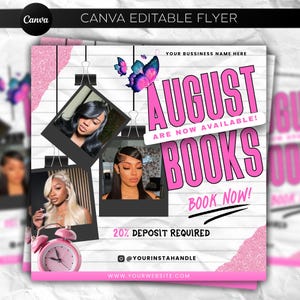Back To School Flyer, August Bookings Flyer, Back To School Sale Flyer, Back 2 School Hair Flyer, Braids Special Flyer, DIY Canva Template