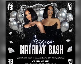 Birthday Party Flyer, Birthday Flyer, Taurus Flyer, Party Flyer, Birthday Party Invitation, Girl Birthday Flyer,Birthday Bash,Canva Editable