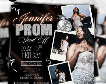 Prom Send Off Flyer, Prom Send Off Invitation, Prom Send Off Party, Prom Graduation, Prom Season Flyer, Prom Celebration, Canva Template