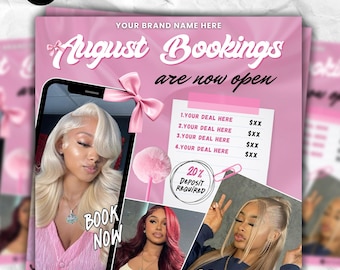 August Bookings Flyer, Salon Appointments Template (Canva Editable)