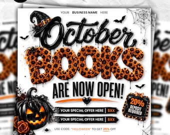 October Booking Flyer, Halloween Book Now Flyer, Spooky SZN Flyer, October Hair Flyer, Nails, Lash, MUA, Braids, Locs, Wig Flyer, DIY Canva