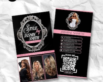 Luxury Salon Business Card Template: Wig Stylist IG Card (Canva Editable)