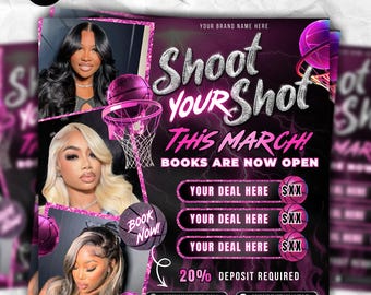 March Booking Flyer, St. Patrick's Day, March Madness Book Now, Hair, Braids, Nails Tech, Wig, Lash Tech Appointment Flyer, Canva Template